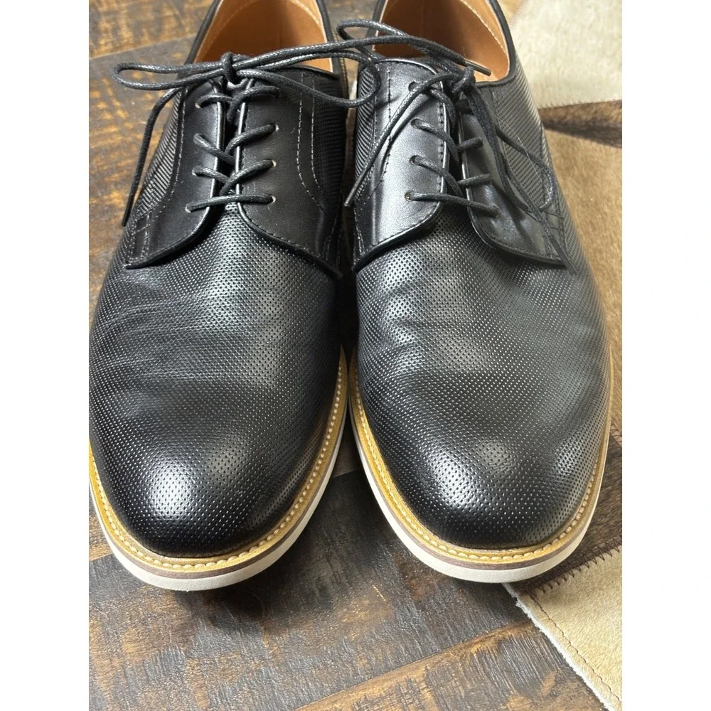 Steve Madden Bader Oxford Shoes 10.5 Black Leather Lace Up Dress Formal